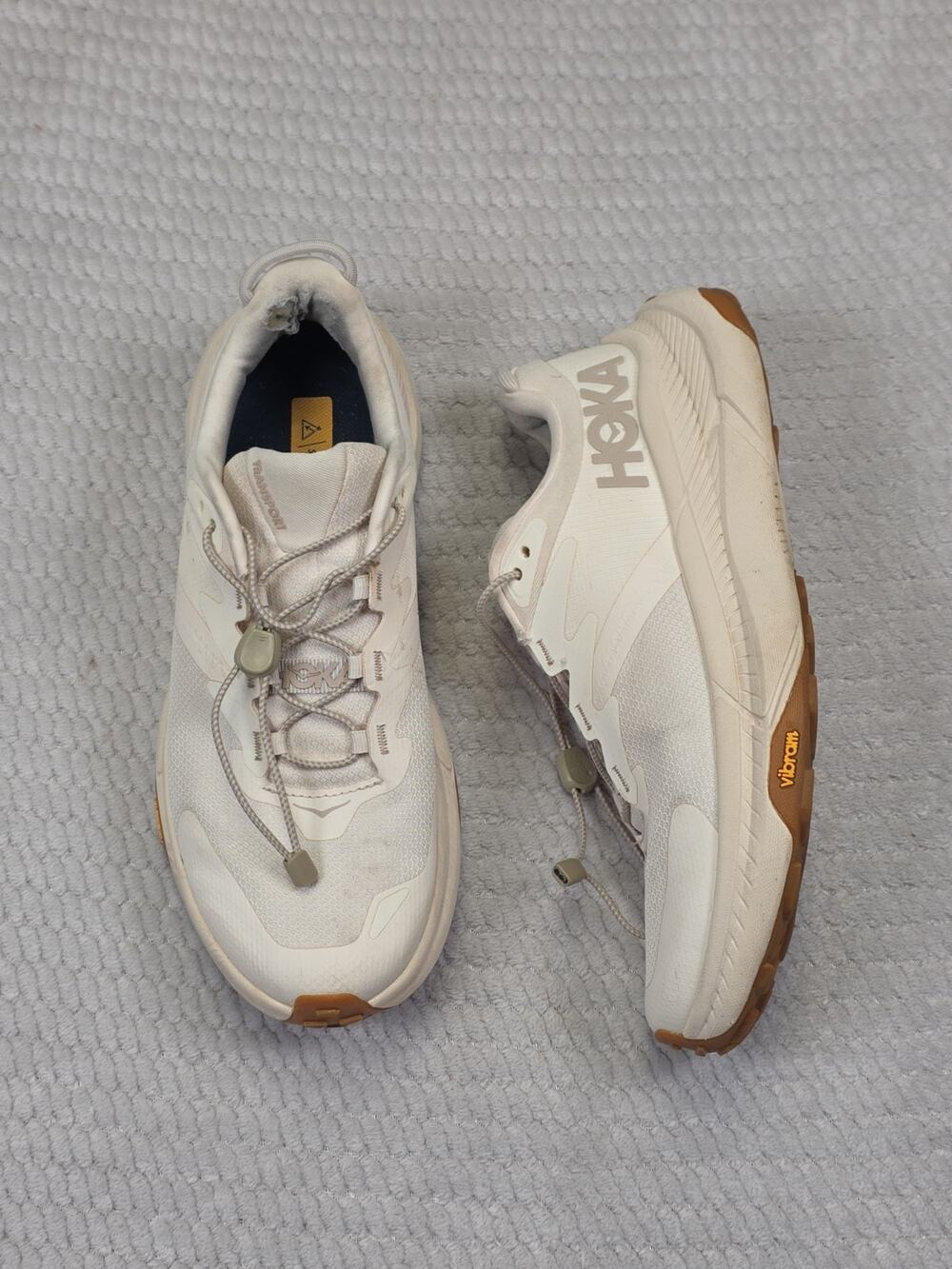HOKA Shoes Womens Size 8.5 B Transport Sneakers Eggnog Vibram Sole